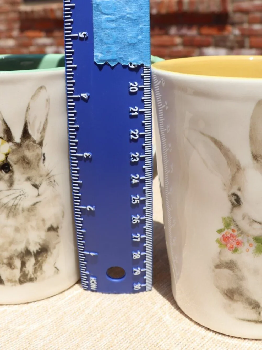 Pier 1 Porcelain Easter Mugs Assorted Colors Butterfly on Handles Set of 3